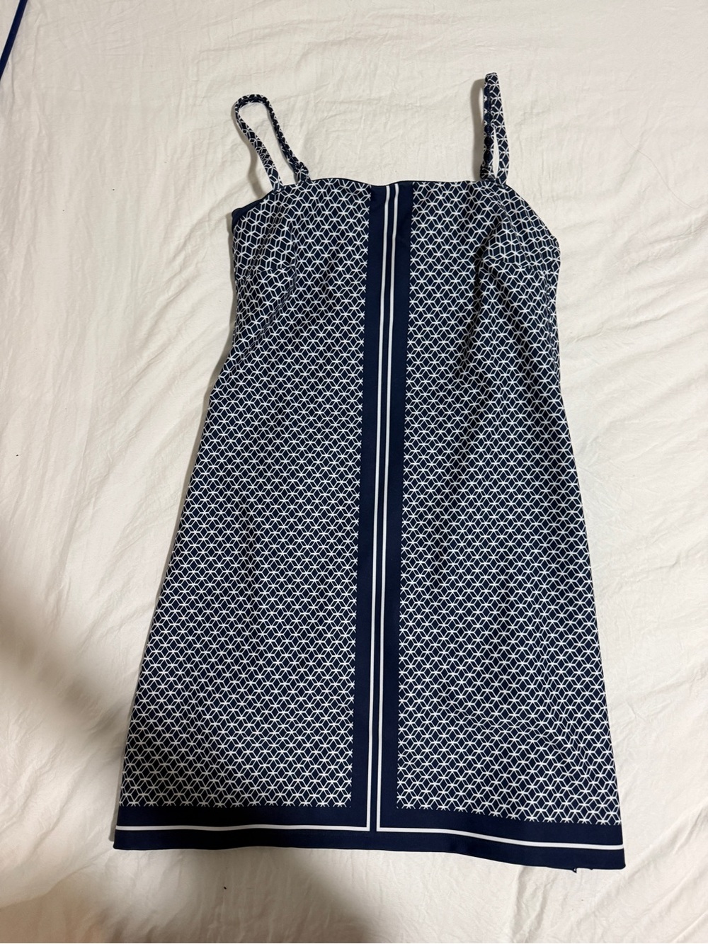 Abercrombie & Fitch YPB Navy and White Printed Spaghetti-Strap Mini Dress
